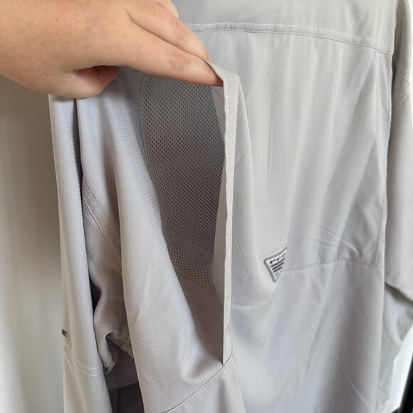 Columbia PFG Pro Fishing Gear Gray Vented Top Button Down Camping Shirt Mens XL - Picture 7 of 11